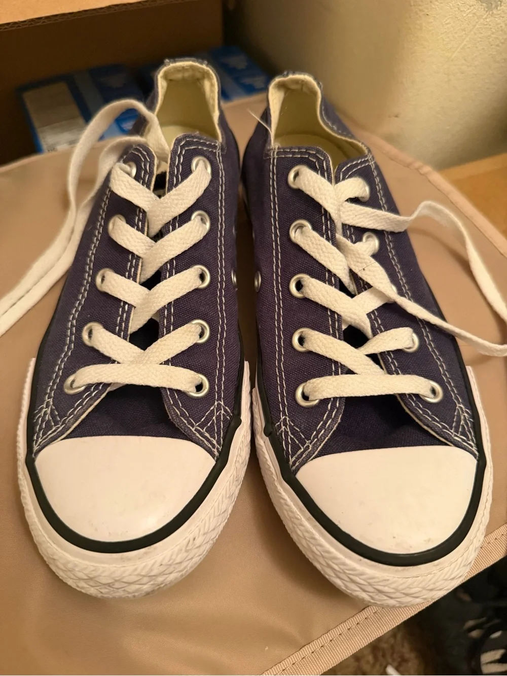 Converse Kids Navy Canvas Low-Top Sneakers with White Trim